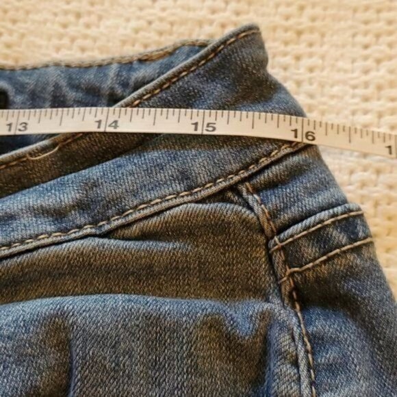 Earl Jeans Embroidered w Pockets & Original Raw Hem Sz. 14 Blue Jeans - Picture 6 of 8